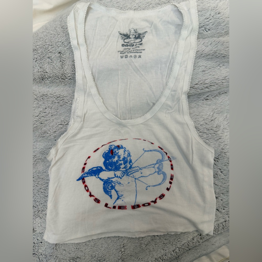 Boys Lie Cream Tank with Black Graphic